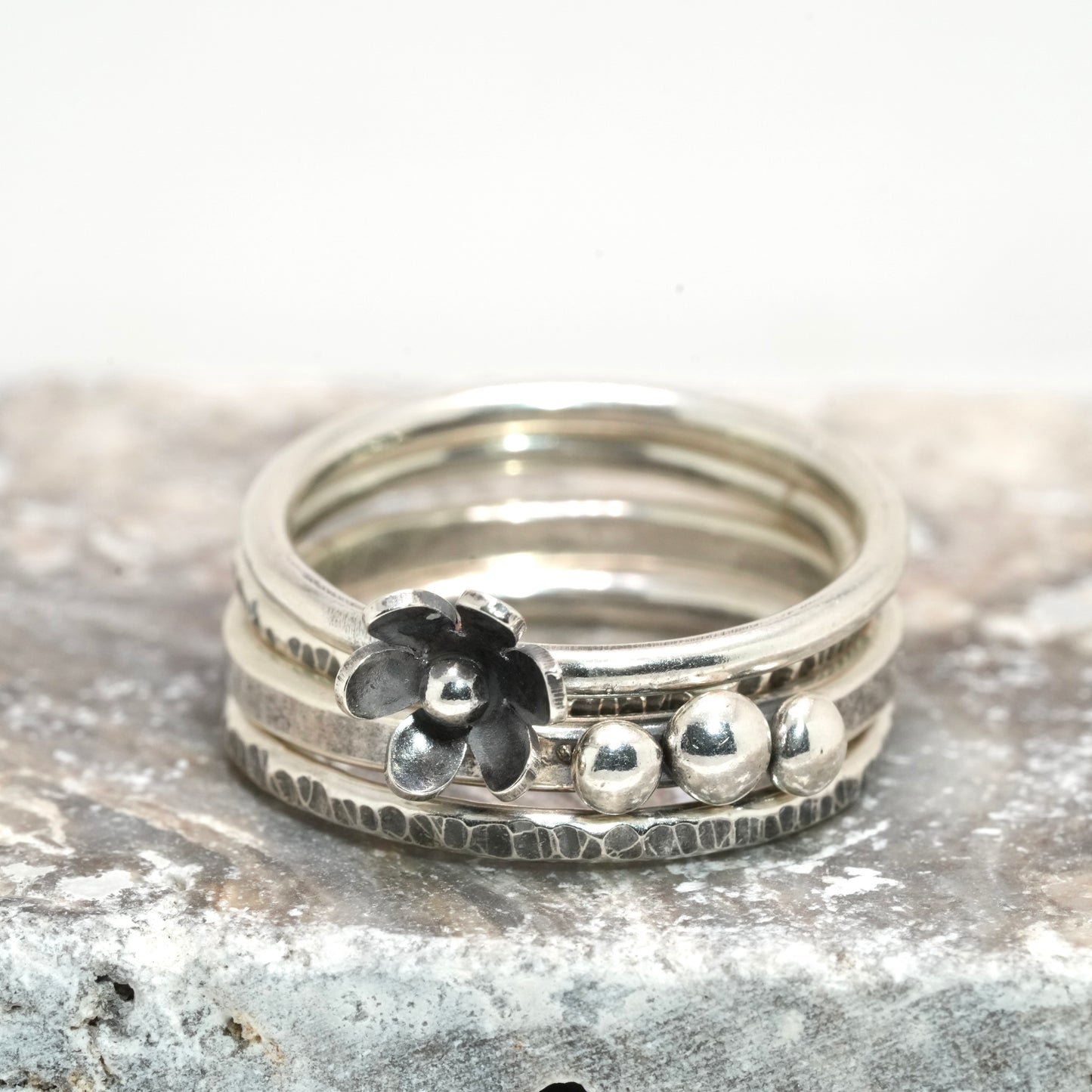 Tiny Flower Stacking Ring