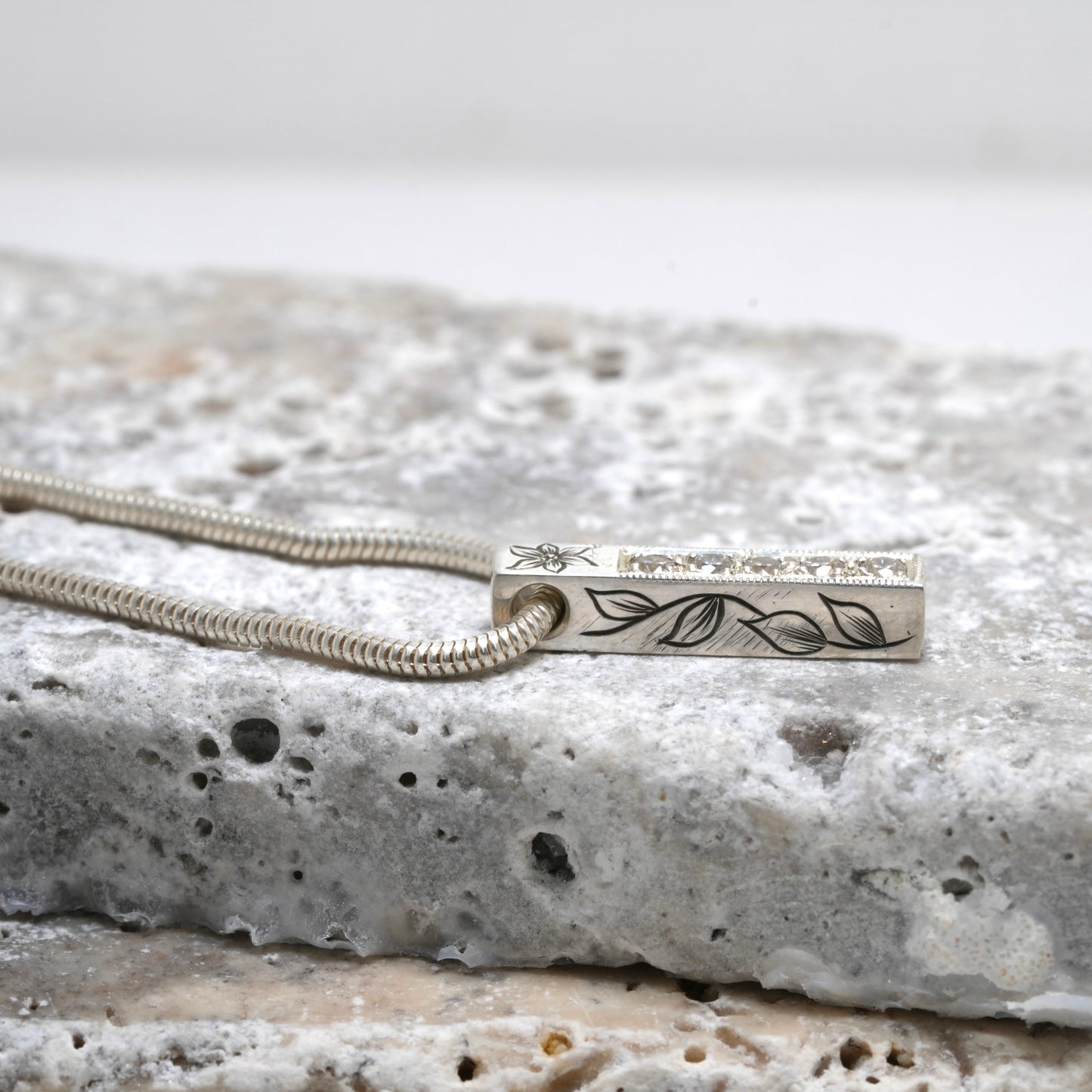 Bead Set Pendant with Leaves