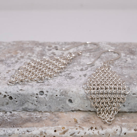 Chainmaille Diamond Earrings