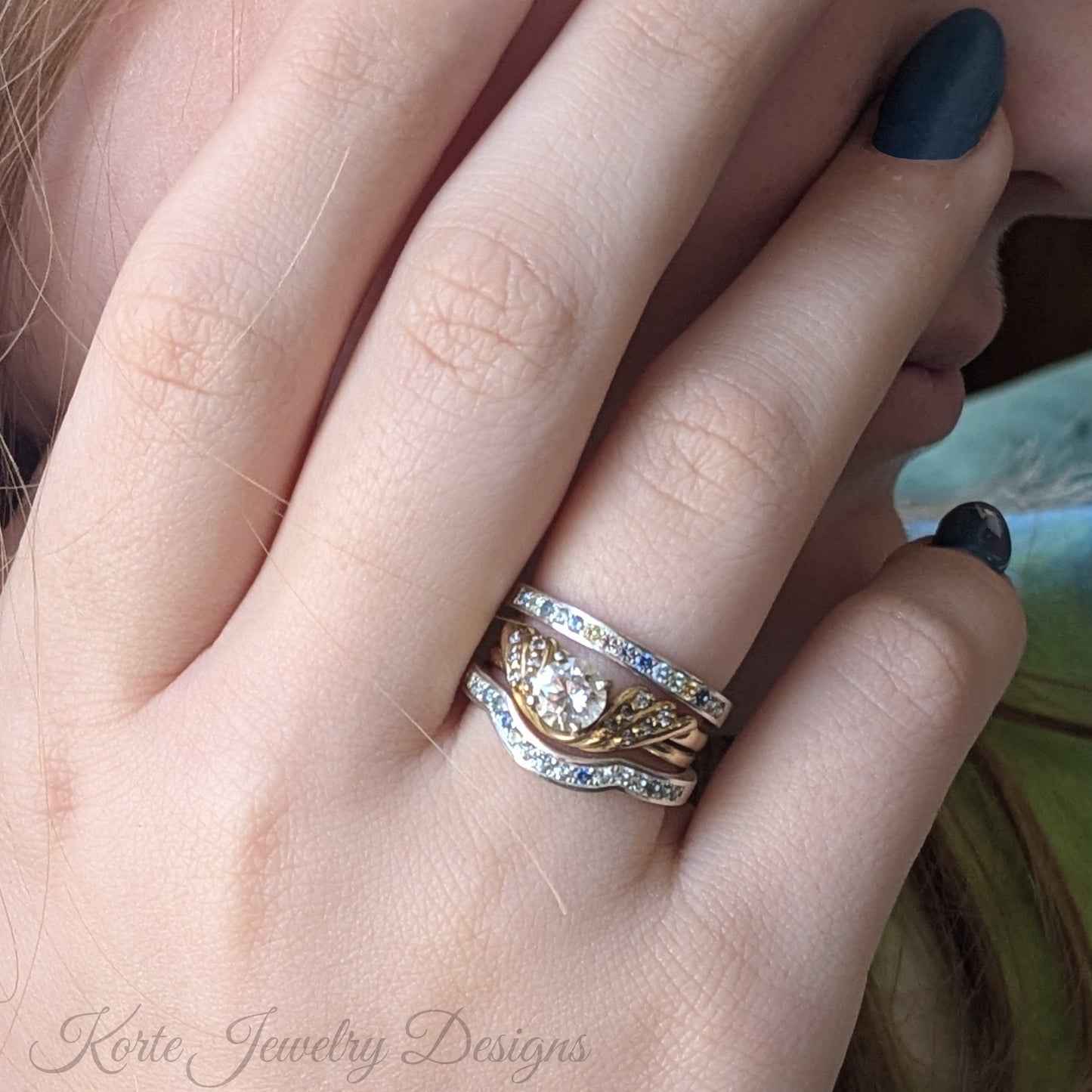 Simple Stacking Ring with Montana Sapphires