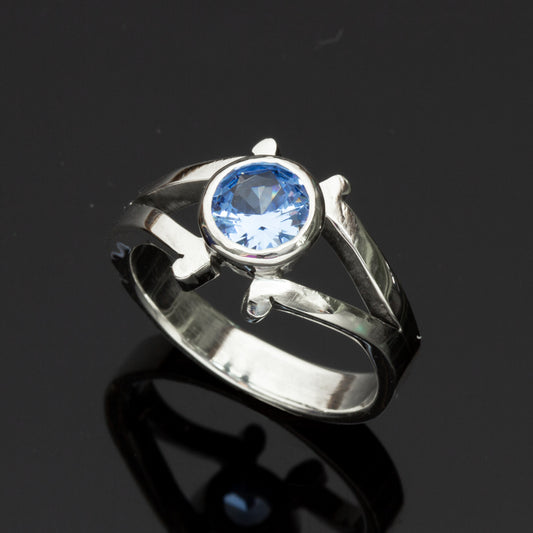 Bezel Set Scroll Ring