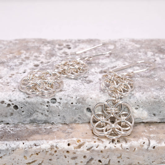 Double Parallel Flower Earrings