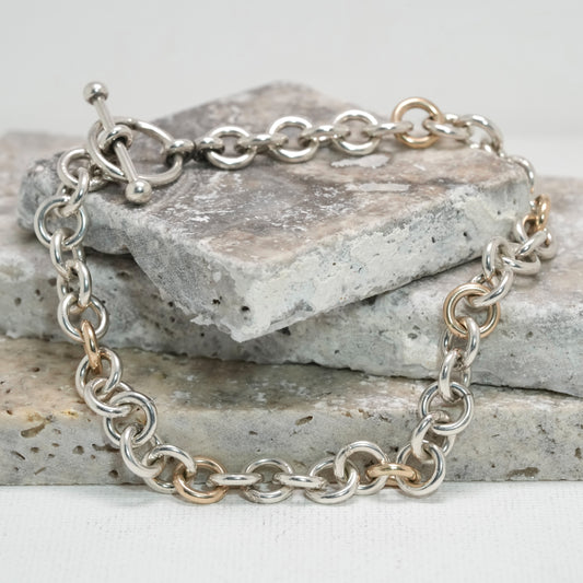 Simple Two-Tone Chain with Toggle Clasp