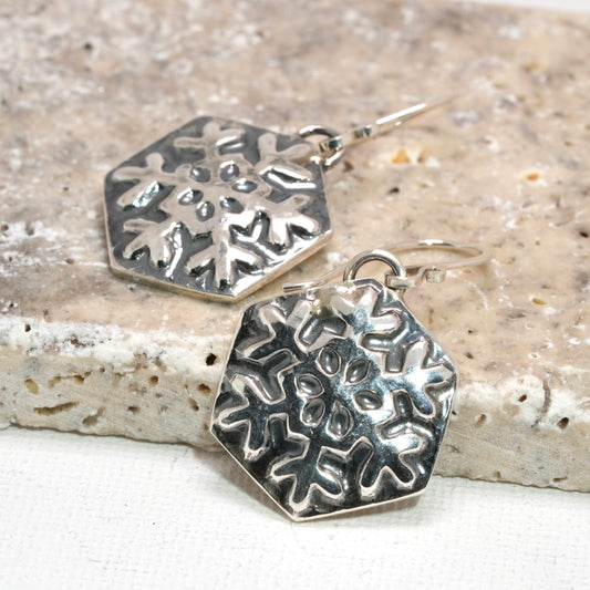 Snowflake Earrings (Chased)