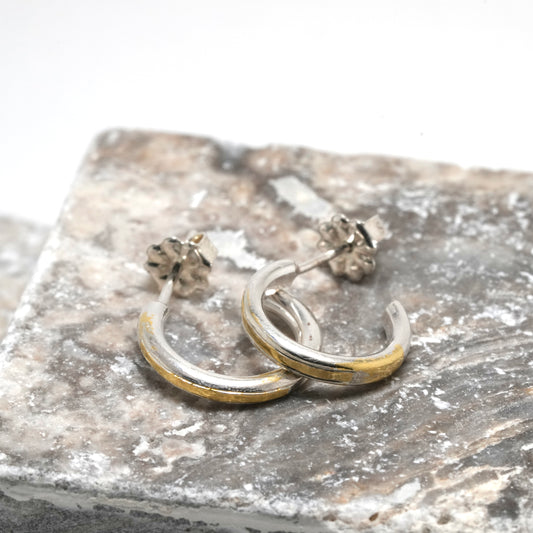 Small Two Tone Hoop Earrings