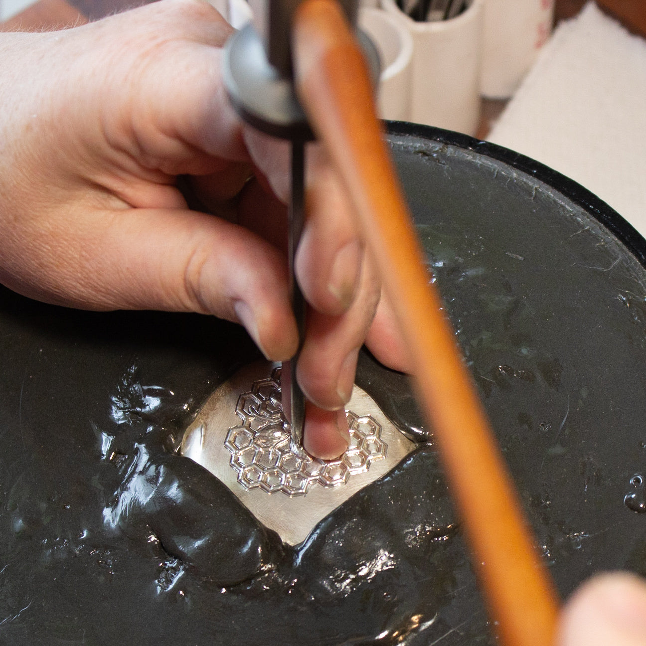 Image showing the process of chasing and repousse