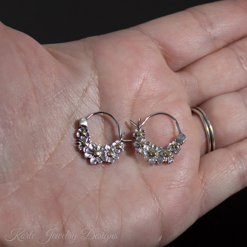 Tiny Wildflower Hoop Earrings