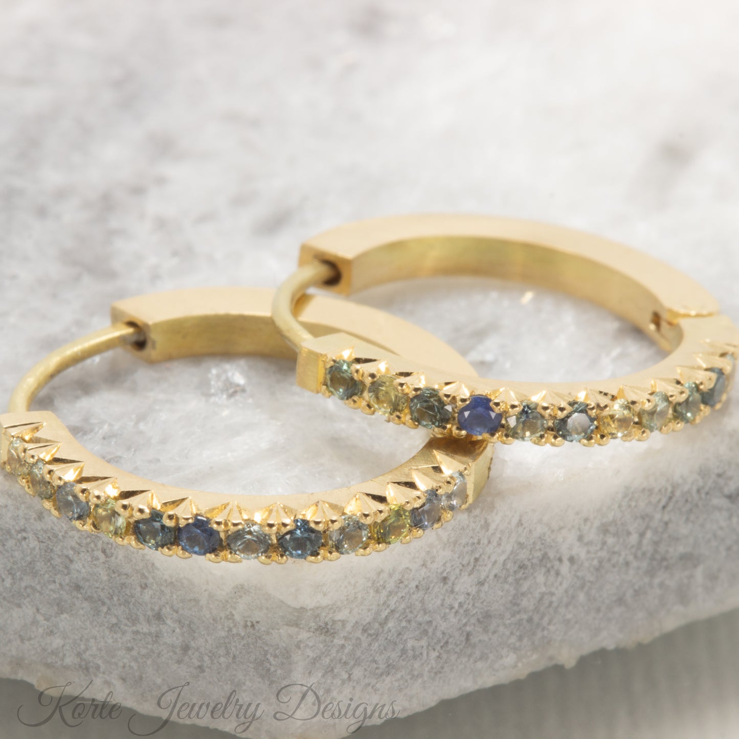 18K Gold Huggie Earrings with Montana Sapphires