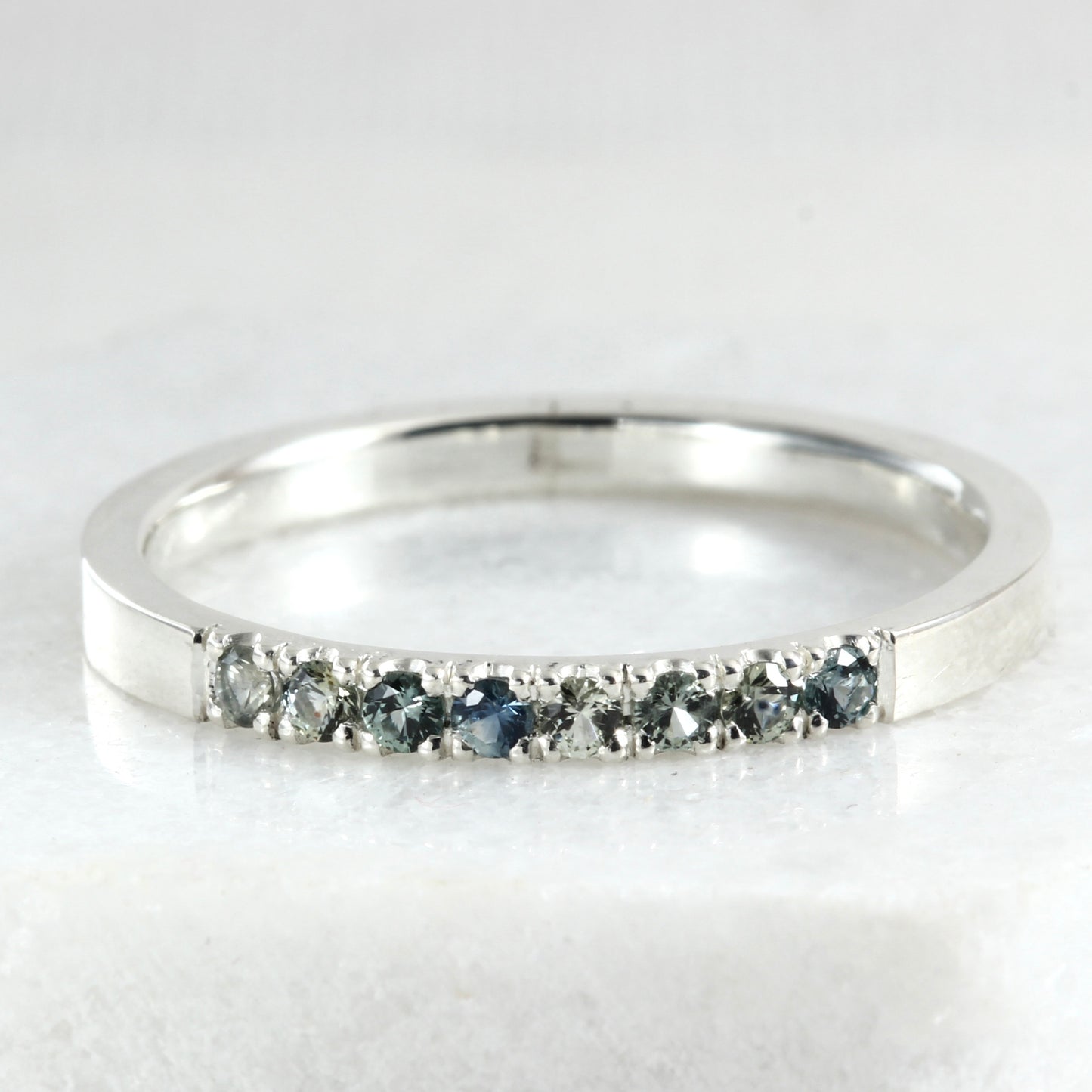 A sterling silver stacking ring with Montana Sapphires